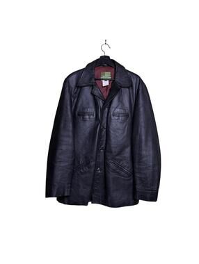 Vintage Diesel Leather Car Coat Black Size L Western Trench